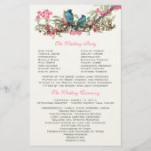 Duck Egg Blue  Birds & Pink Wedding Programme Briefpapier (Voorkant)