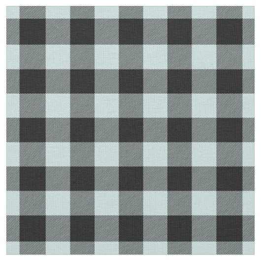 Duck Egg Blue & Black Plaid Gingham Stof (Close Up)