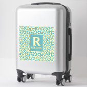 Duck Egg Blue en Cream Leaf Pattern Luggage Sticker (Koffer)