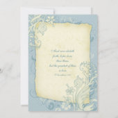 Duck Egg Blue en Ivory Floral Wedding Invitation Kaart (Achterkant)