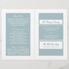 Duck Egg Blue Modern Wedding Bi-voudig Programme