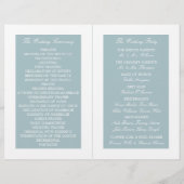 Duck Egg Blue Modern Wedding Bi-voudig Programme (Achterkant)