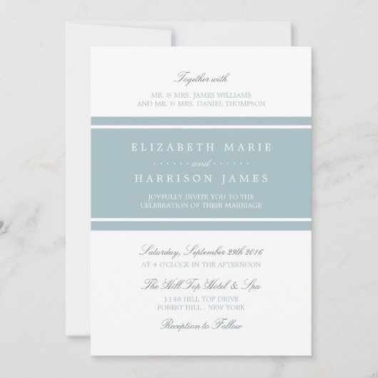 Duck Egg Blue Modern Wedding Kaart (Voorkant)