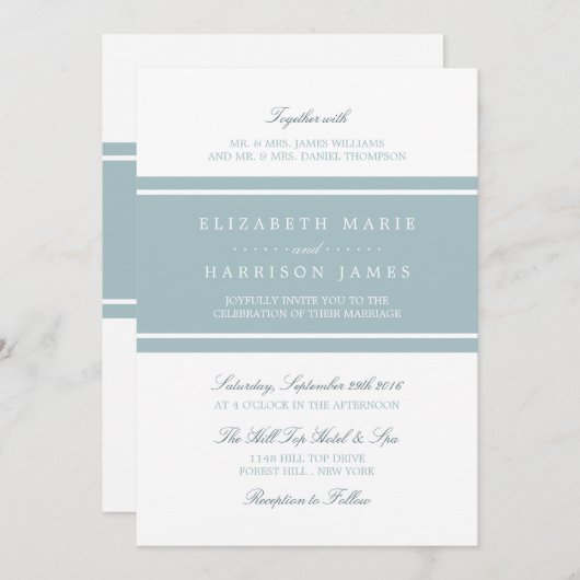 Duck Egg Blue Modern Wedding Kaart (Voorkant / Achterkant)