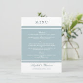 Duck Egg Blue Modern Wedding Menu (Staand voorkant)