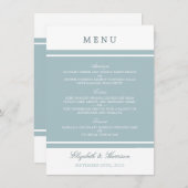 Duck Egg Blue Modern Wedding Menu (Voorkant / Achterkant)
