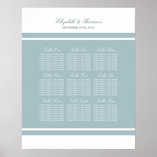 Duck Egg Blue Modern Wedding Poster (Voorkant)