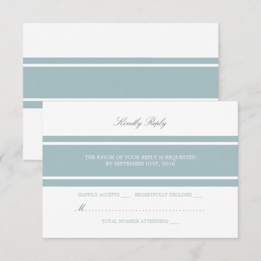 Duck Egg Blue Modern Wedding RSVP (Voorkant / Achterkant)