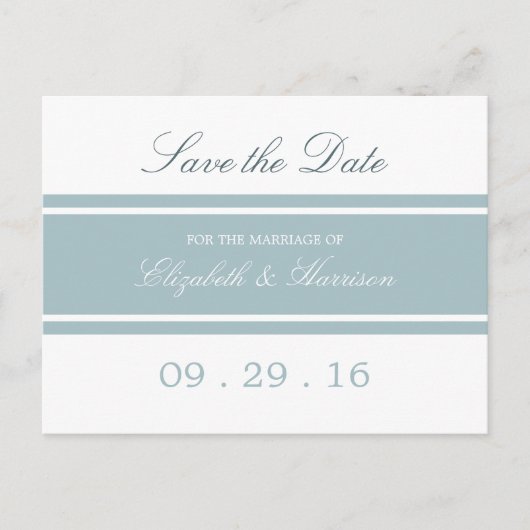 Duck Egg Blue Modern Wedding Save the Date Aankondigingskaart (Voorkant)