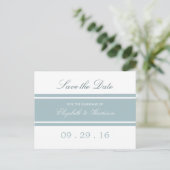 Duck Egg Blue Modern Wedding Save the Date Aankondigingskaart (Staand voorkant)