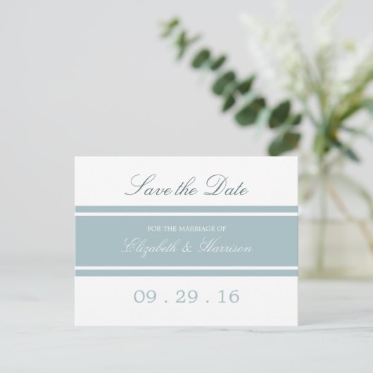 Duck Egg Blue Modern Wedding Save the Date Aankondigingskaart (Staand voorkant)