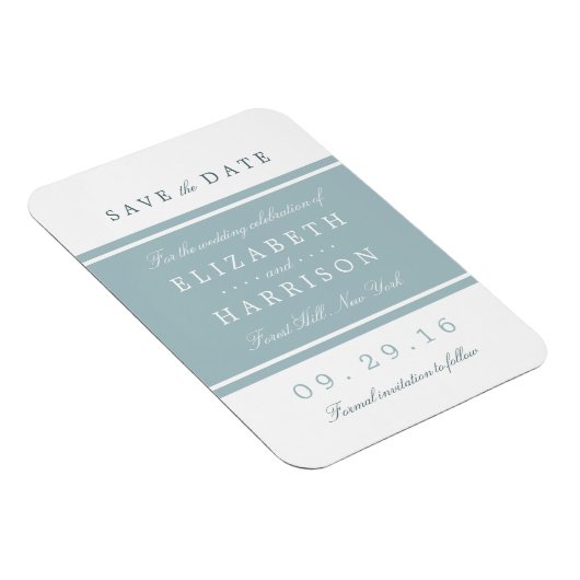 Duck Egg Blue Modern Wedding Save the Date Magneet (Rechterzijde)