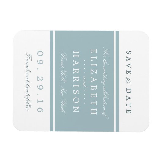 Duck Egg Blue Modern Wedding Save the Date Magneet (Horizontaal)