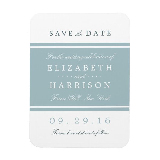 Duck Egg Blue Modern Wedding Save the Date Magneet (Verticaal)
