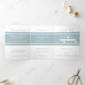 Duck Egg Blue Modern Wedding Suite Drieluik Uitnodiging (Binnen)