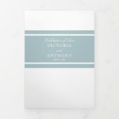 Duck Egg Blue Modern Wedding Suite Drieluik Uitnodiging (Cover)