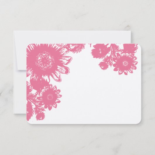 Duck Egg Blue & Pink  Flower Wedding RSVP (Achterkant)