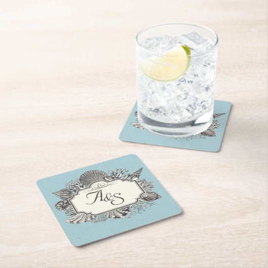 Duck egg blue Wedding Kartonnen Onderzetters (Insitu)