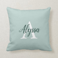 Duck Egg Green Monogram Script Sierkussen