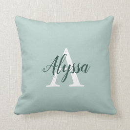 Duck Egg Green Monogram Script Sierkussen