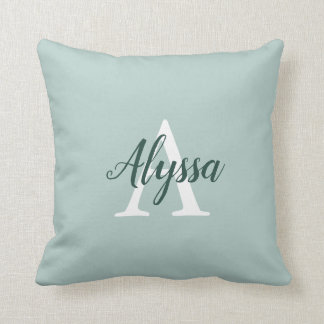 Duck Egg Green Monogram Script Sierkussen
