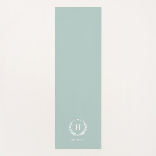 Duck Egg Green Monogram Stylish Modern Minimalist Yogamat (Voorkant)