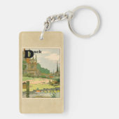 Duck en Ducklings zwemmen op de rivier Sleutelhanger (achterkant)