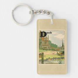 Duck en Ducklings zwemmen op de rivier Sleutelhanger