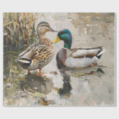 Duck en Mallard Wildlife Schilderij Decoupage Cadeaupapier (Vlak)