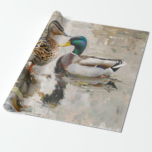 Duck en Mallard Wildlife Schilderij Decoupage Cadeaupapier
