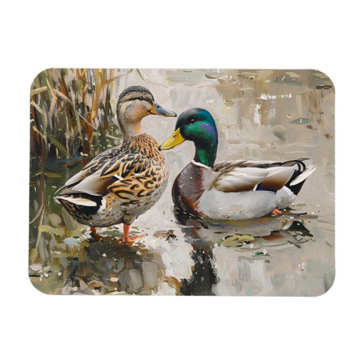Duck en Mallard Wildlife Schilderij Flexibel Magneet (Horizontaal)