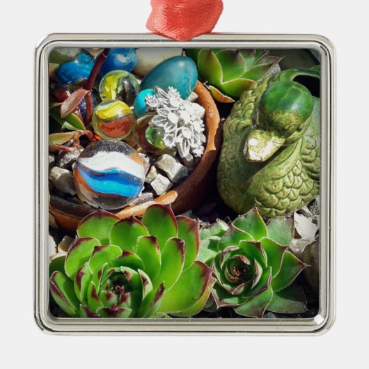 Duck en Succulente Planten bekijken Metalen Ornament (Voorkant)