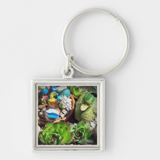 Duck en Succulente Planten bekijken Sleutelhanger (Voorkant)