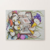 Duck-familie leest graag Puzzle Legpuzzel (Horizontaal)