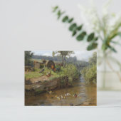 Duck Family op de Weir Carl Jutz Briefkaart (Staand voorkant)