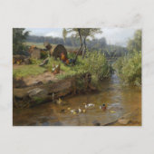 Duck Family op de Weir Carl Jutz Briefkaart (Voorkant)