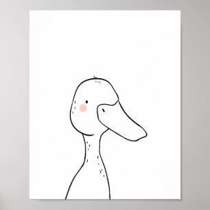 Duck Farmyard Animal Nursery Wall Art Monochrome Poster