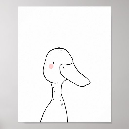 Duck Farmyard Animal Nursery Wall Art Monochrome Poster (Voorkant)