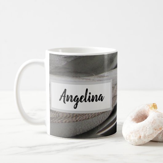 Duck Feather Foto Modern Black Grey Natuur Koffiemok (Met donut)