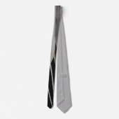 Duck Feather Foto Modern Black Grey Stripes Stropdas (Achterkant)