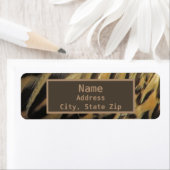 Duck Feather Pattern Elegant Golden Brown Natuur Etiket (Insitu)