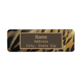 Duck Feather Pattern Elegant Golden Brown Natuur Etiket