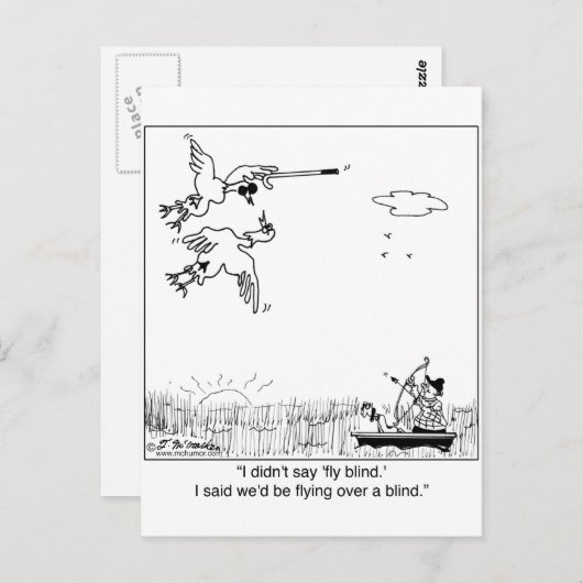 Duck Flying Blind Briefkaart (Voorkant / Achterkant)