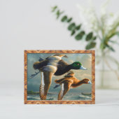 Duck Flying Briefkaart (Staand voorkant)
