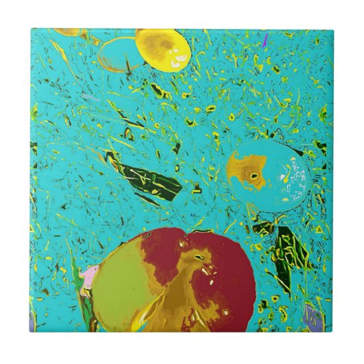 Duck Frog Peach en Fish Surreal Design Tegeltje (Voorkant)