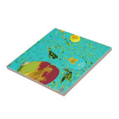 Duck Frog Peach en Fish Surreal Design Tegeltje (Zijkant)