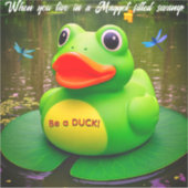 Duck Frog Swamp Custom-Cut Vinyl Sticker (Voorkant)