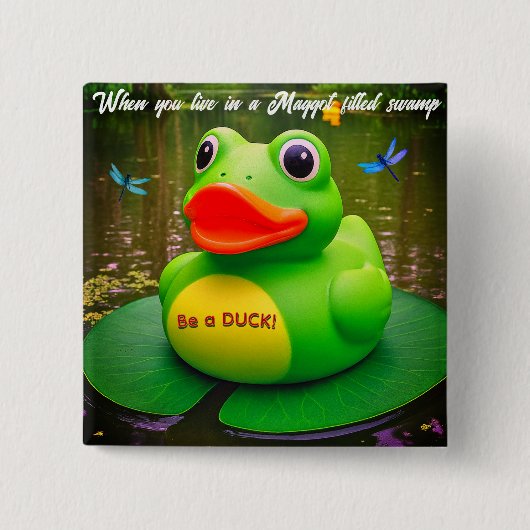 Duck Frog Swamp Vierkante Button 5,1 Cm (Voorkant)