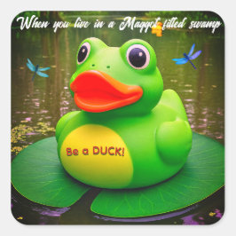 Duck Frog Swamp Vierkante Sticker