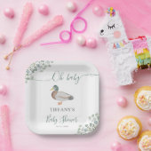 Duck Gender Neutraal Groen Baby shower Papieren Bordje (Feest)